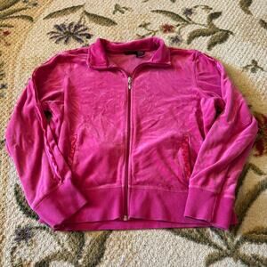 Hot Pink Velour Track Style Jacket
